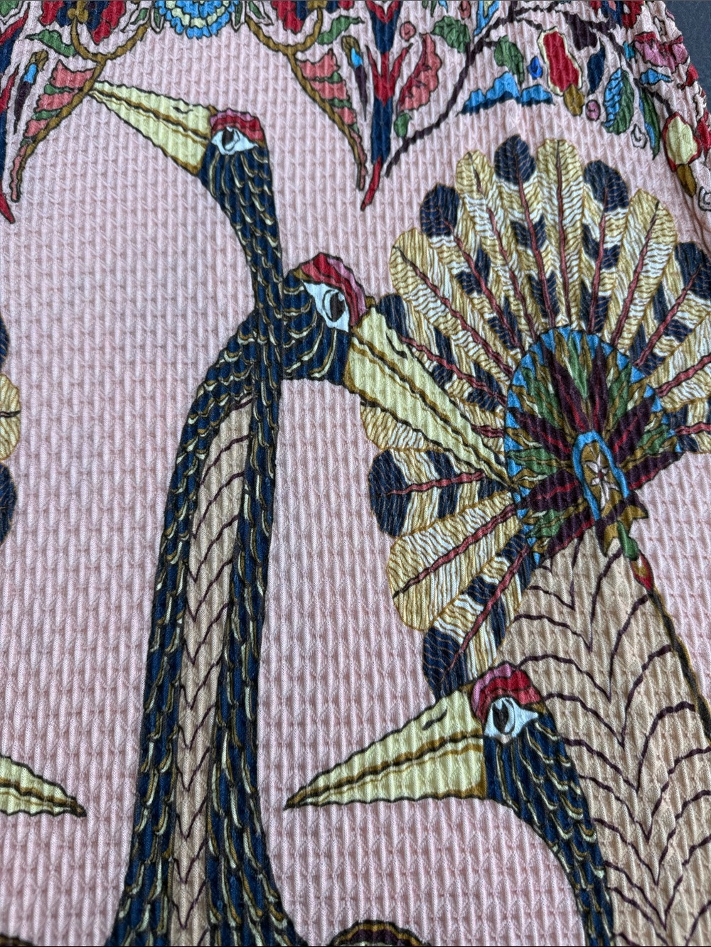 FARM Rio Peach Maxi Skirt with Blue, Red and Green Crane Print medium - Picture 9 of 9